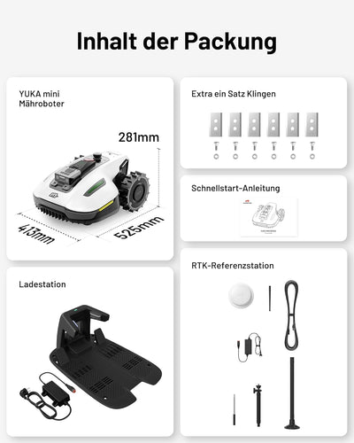 Mammotion YUKA Mini 700 Mähroboter mit Garage – Kabelloses Rasenmähen mit KI-Navigation & NetRTK+ Vision-System