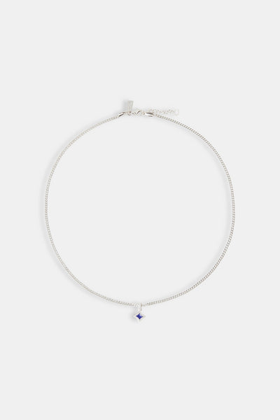 Blue Enamel Star Motif Cuban Necklace - 10mm