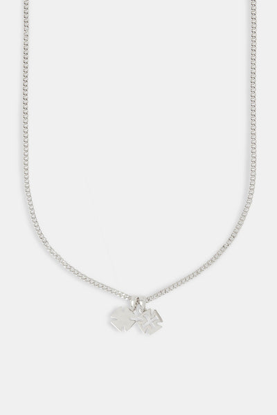 Double Polished Cross Motif Necklace - 10mm