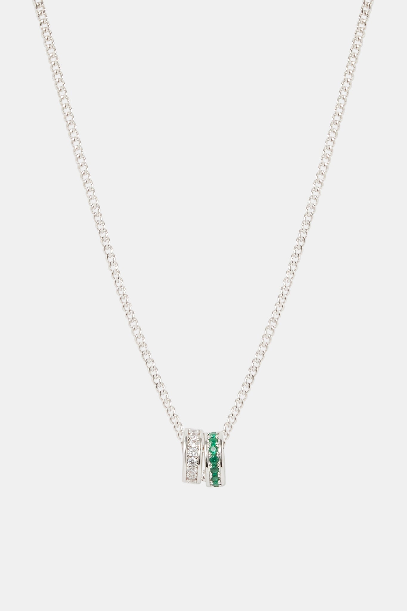 Green & Clear Iced Ring Necklace - 15mm