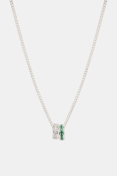 Green & Clear Iced Ring Necklace - 15mm