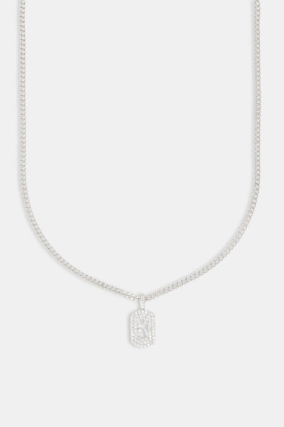 Iced Cross Outline Necklace - 15mm
