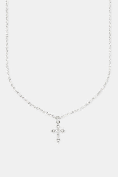 Iced Cross Pendant Necklace - 25mm
