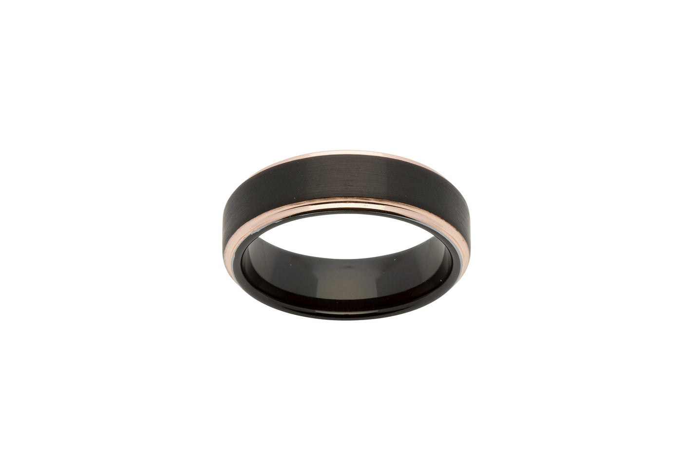 Unique & Co Tungsten Carbide Rose Gold/Black IP Ring