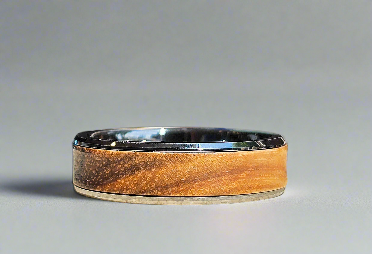 Unique & Co Tungsten Carbide Wood Inlay Ring