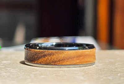 Unique & Co Tungsten Carbide Wood Inlay Ring